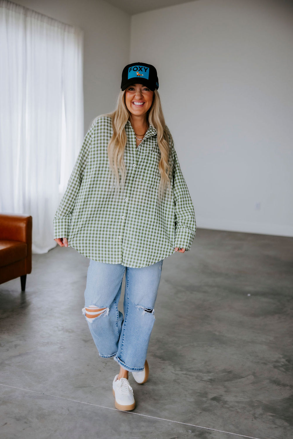 Britten Gingham Button Down Top