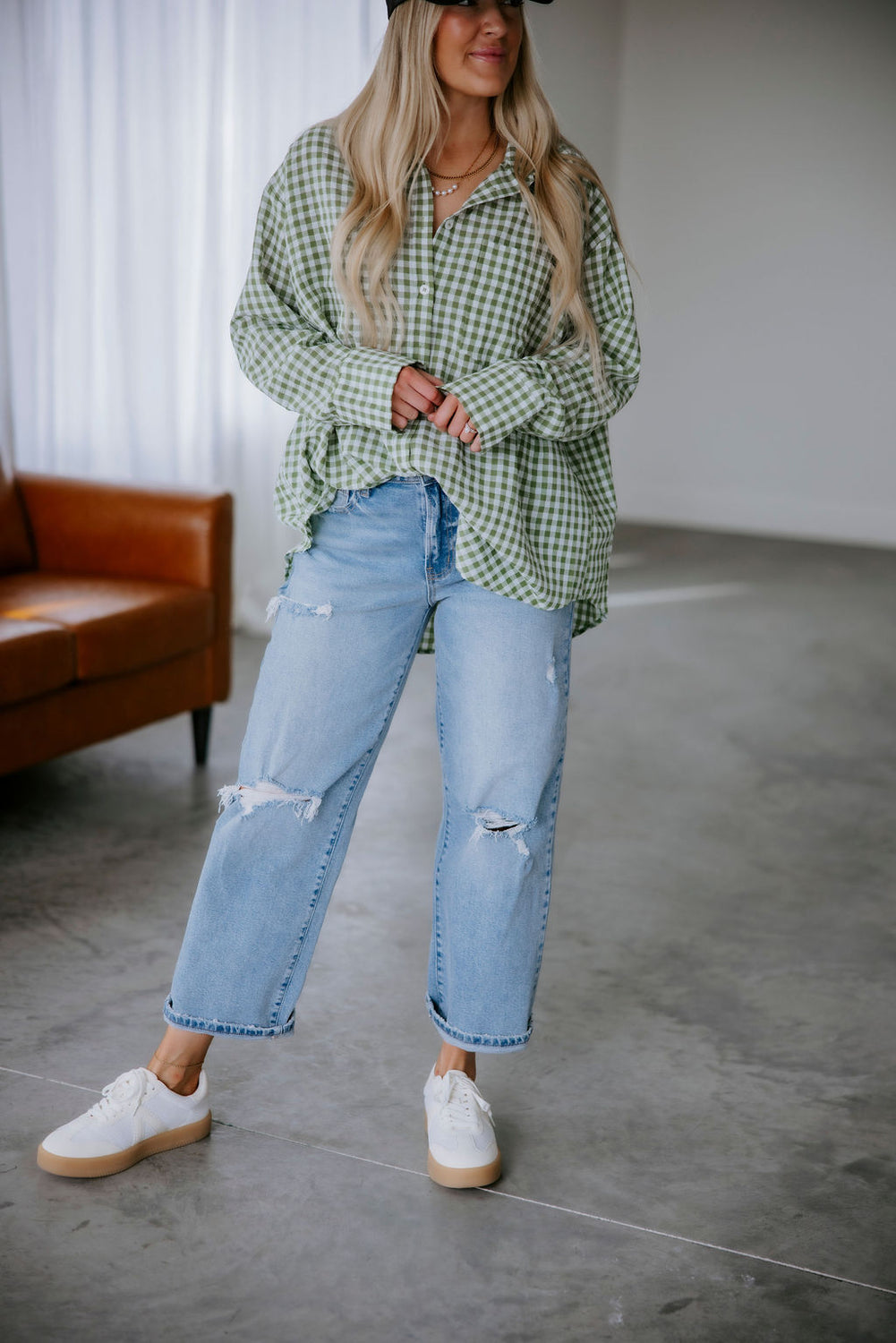 Britten Gingham Button Down Top