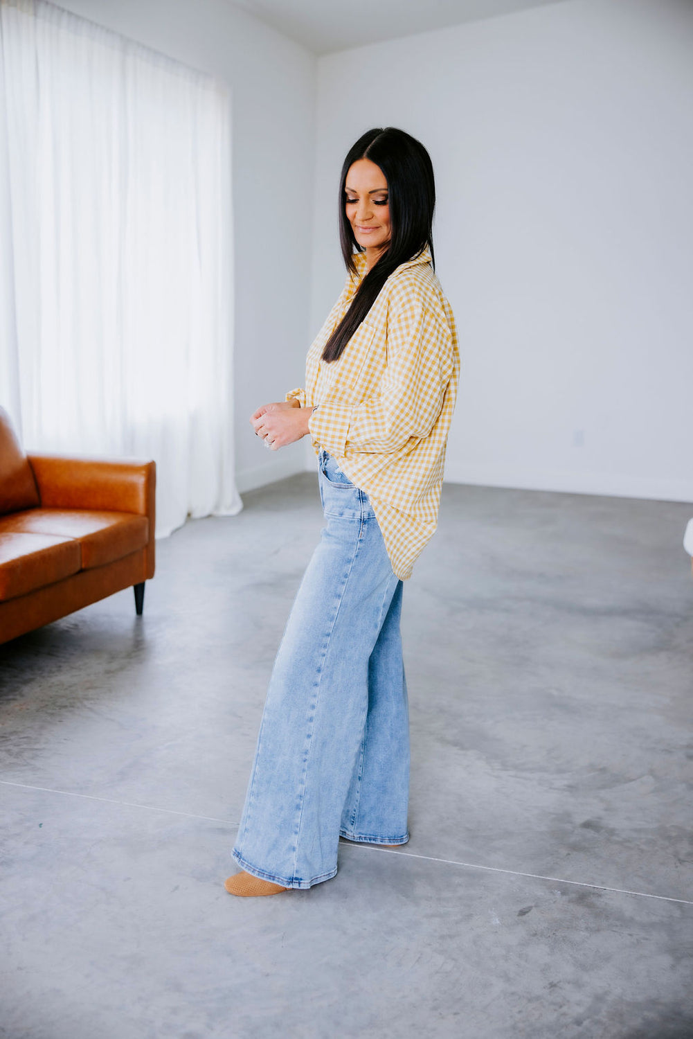 Britten Gingham Button Down Top