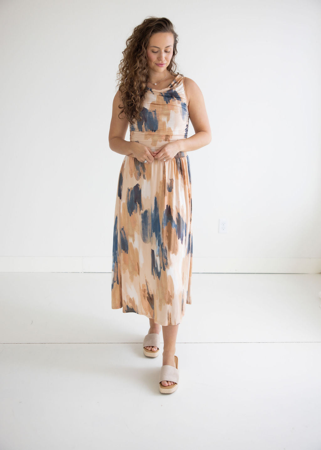 Nora Ruched Midi Dress