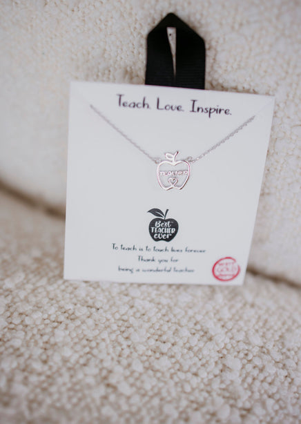 Teacher Apple Shaped Charm Necklace