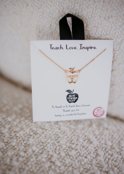 Teacher Apple Shaped Charm Necklace