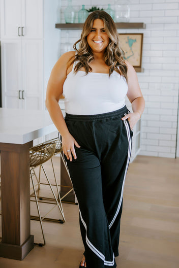 Curvy Stripe Wide Leg Pants