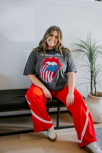 Curvy Stripe Wide Leg Pants