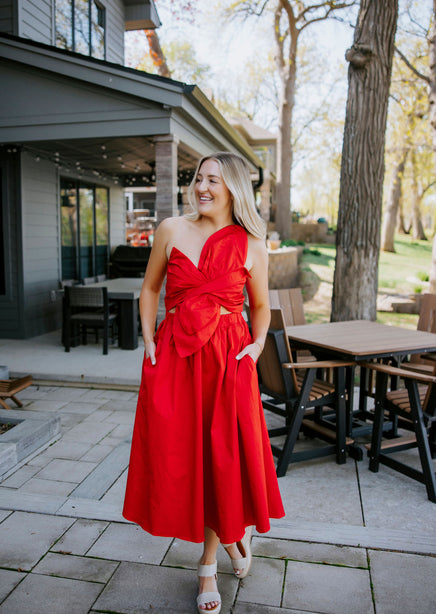 red bow midi dress the sweetest @itsmarziapie wearing the Red Bow Midi Dress #lirikamatoshi #marziabisognin