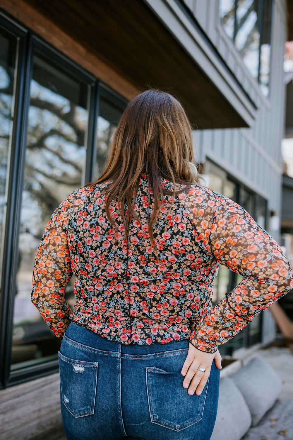 Ira Floral Mesh Long Sleeve Top