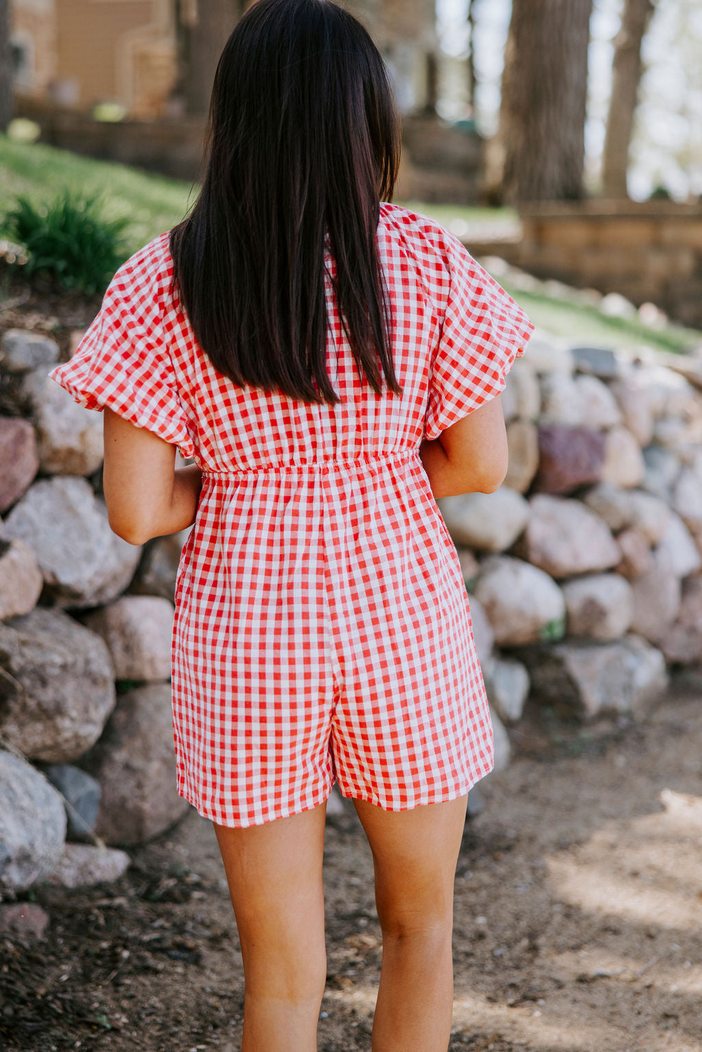 Honor Gingham Print Romper – Lauriebelles