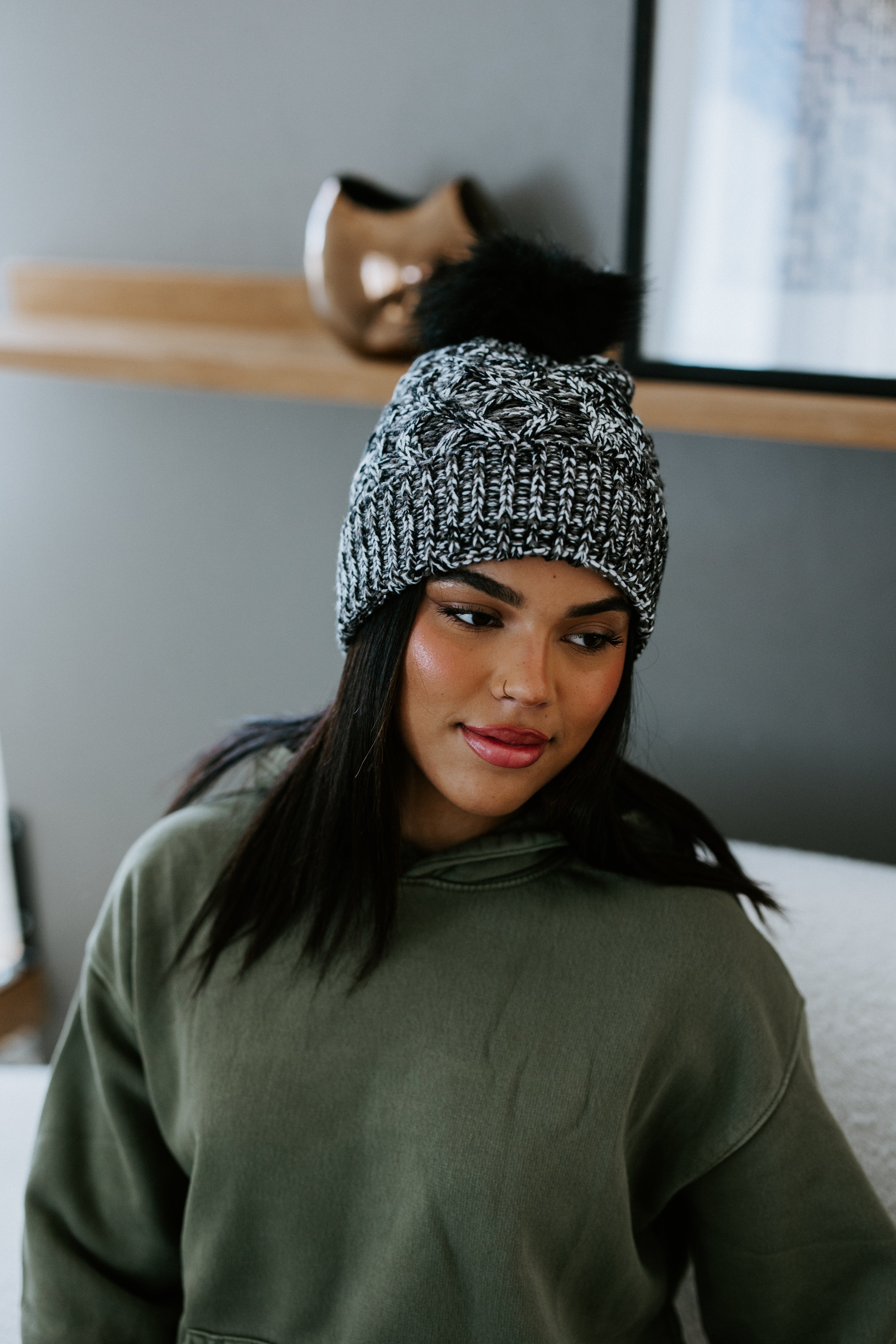 image of Sevin Pom Knit Beanie