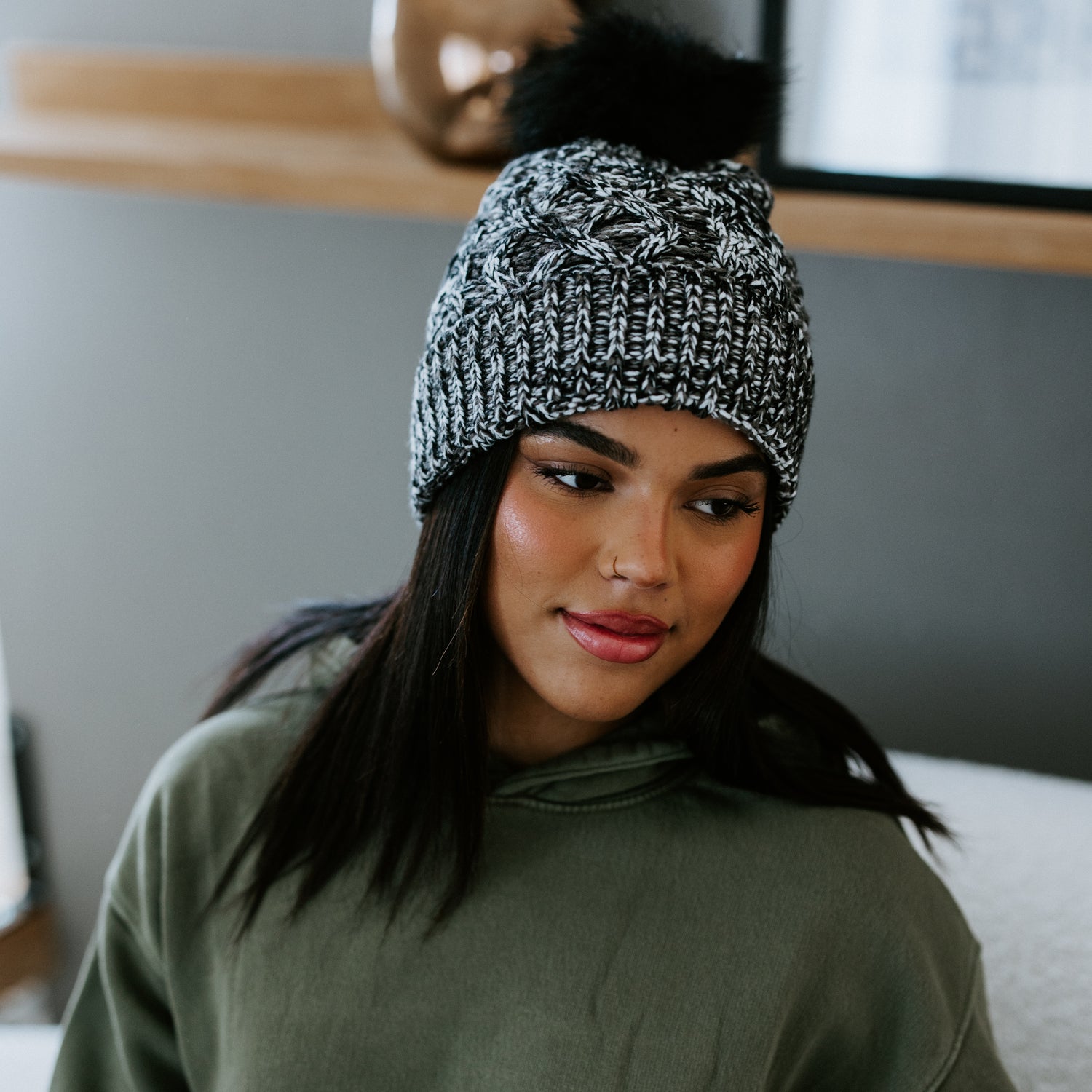 Sevin Pom Knit Beanie