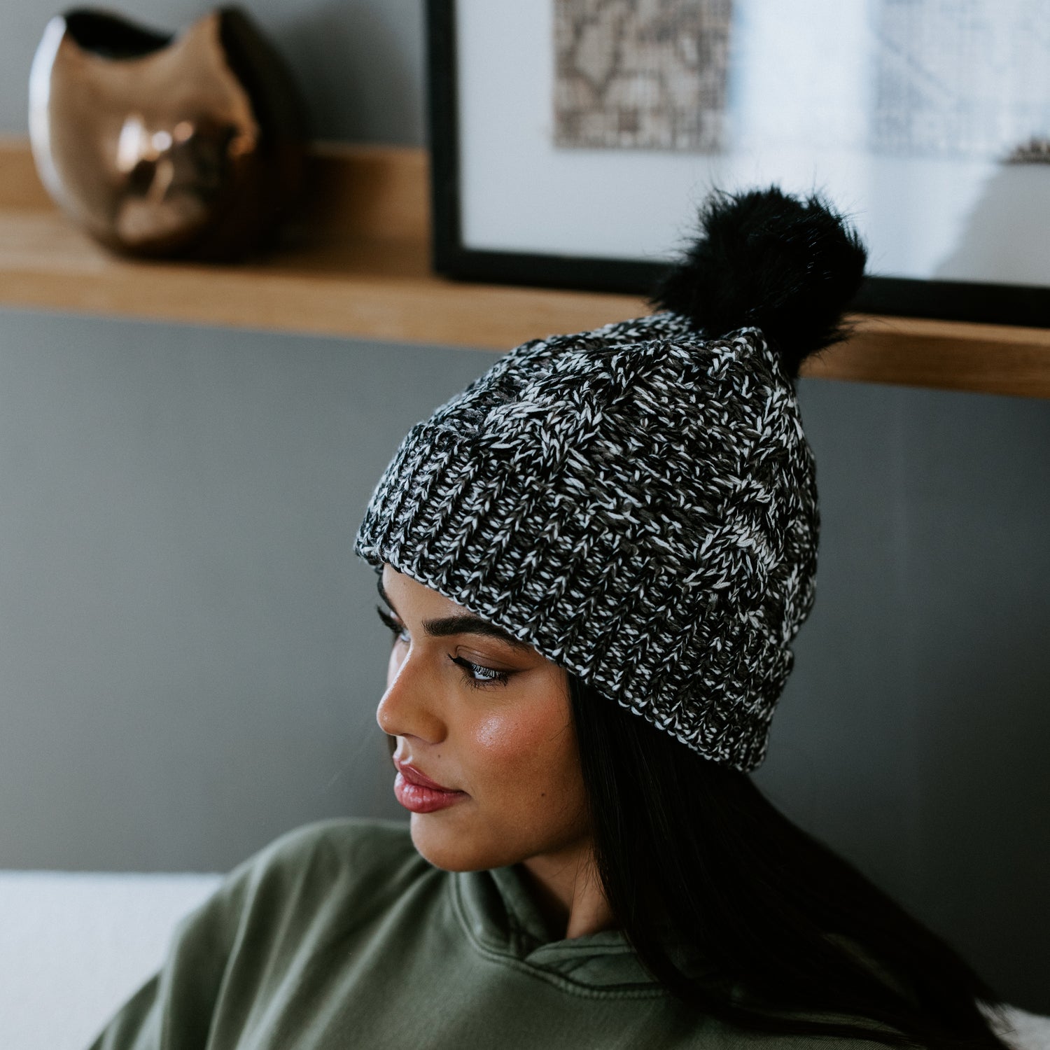 Sevin Pom Knit Beanie