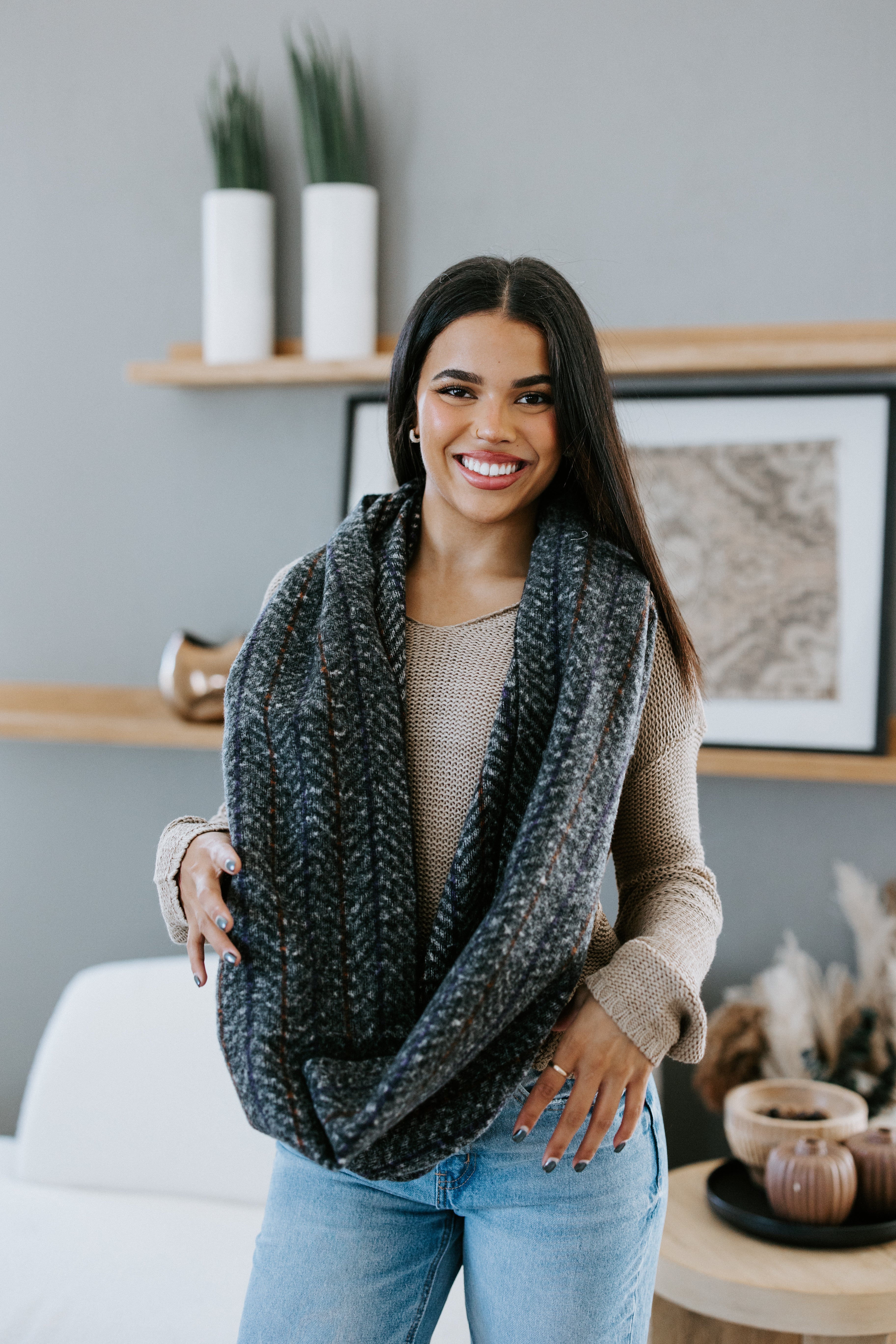 image of Joie Herringbone Infinity Scarf