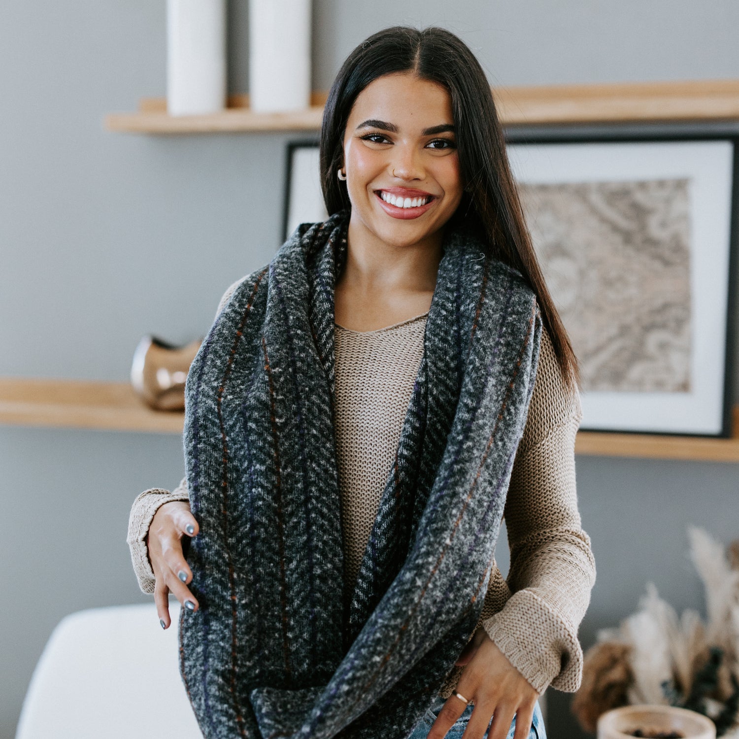 Joie Herringbone Infinity Scarf