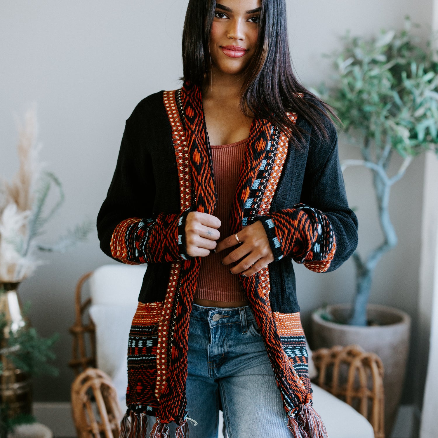 Megan Western Print Cardigan