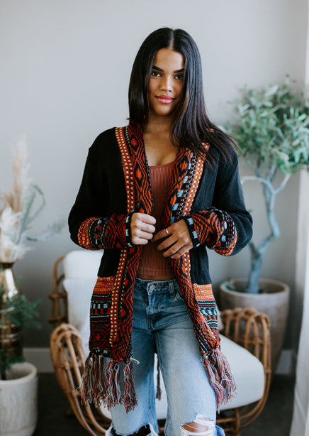 Megan Western Print Cardigan