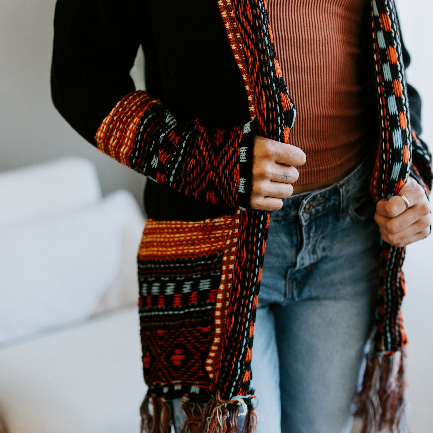 Megan Western Print Cardigan