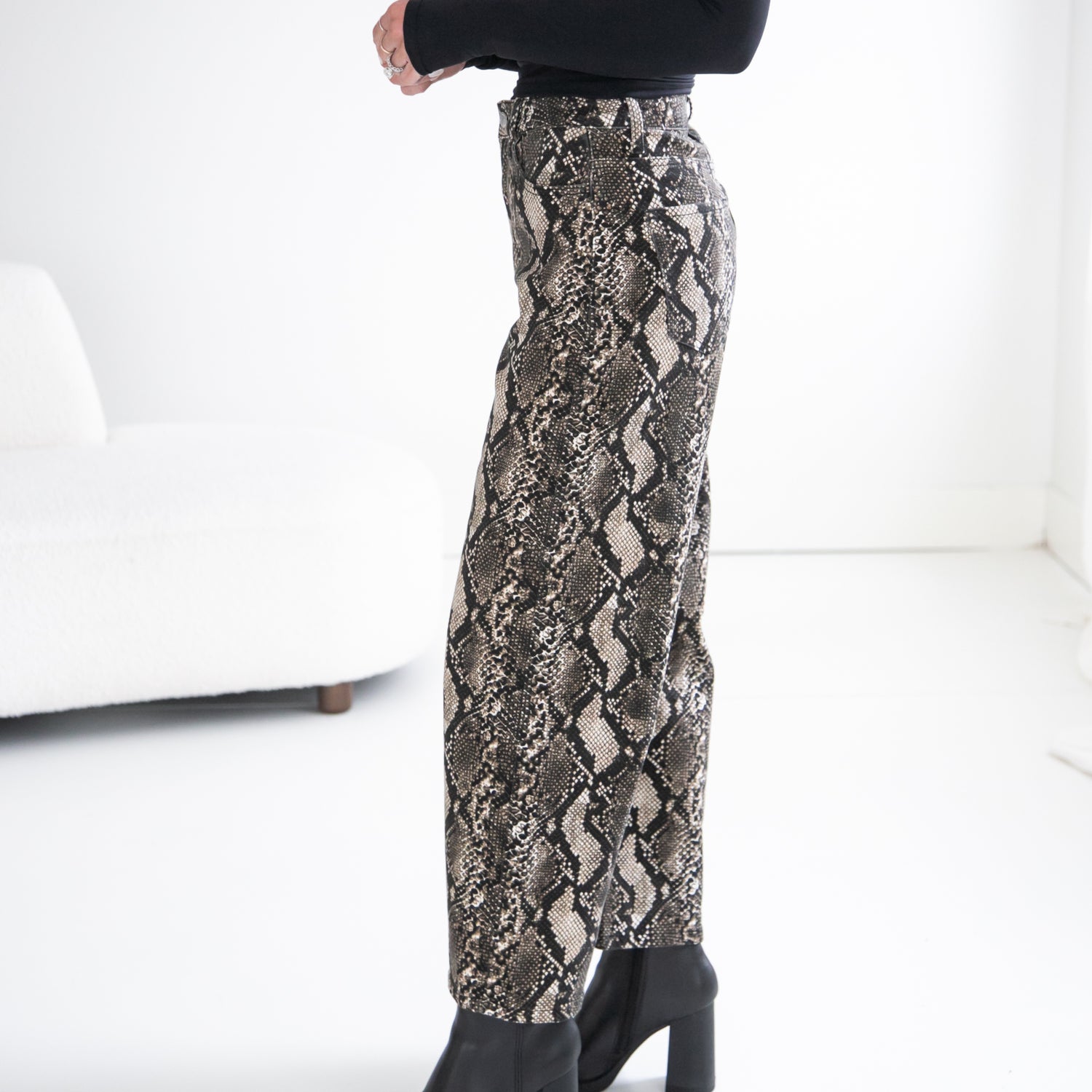 Marisol Snake Print Barrel Jean