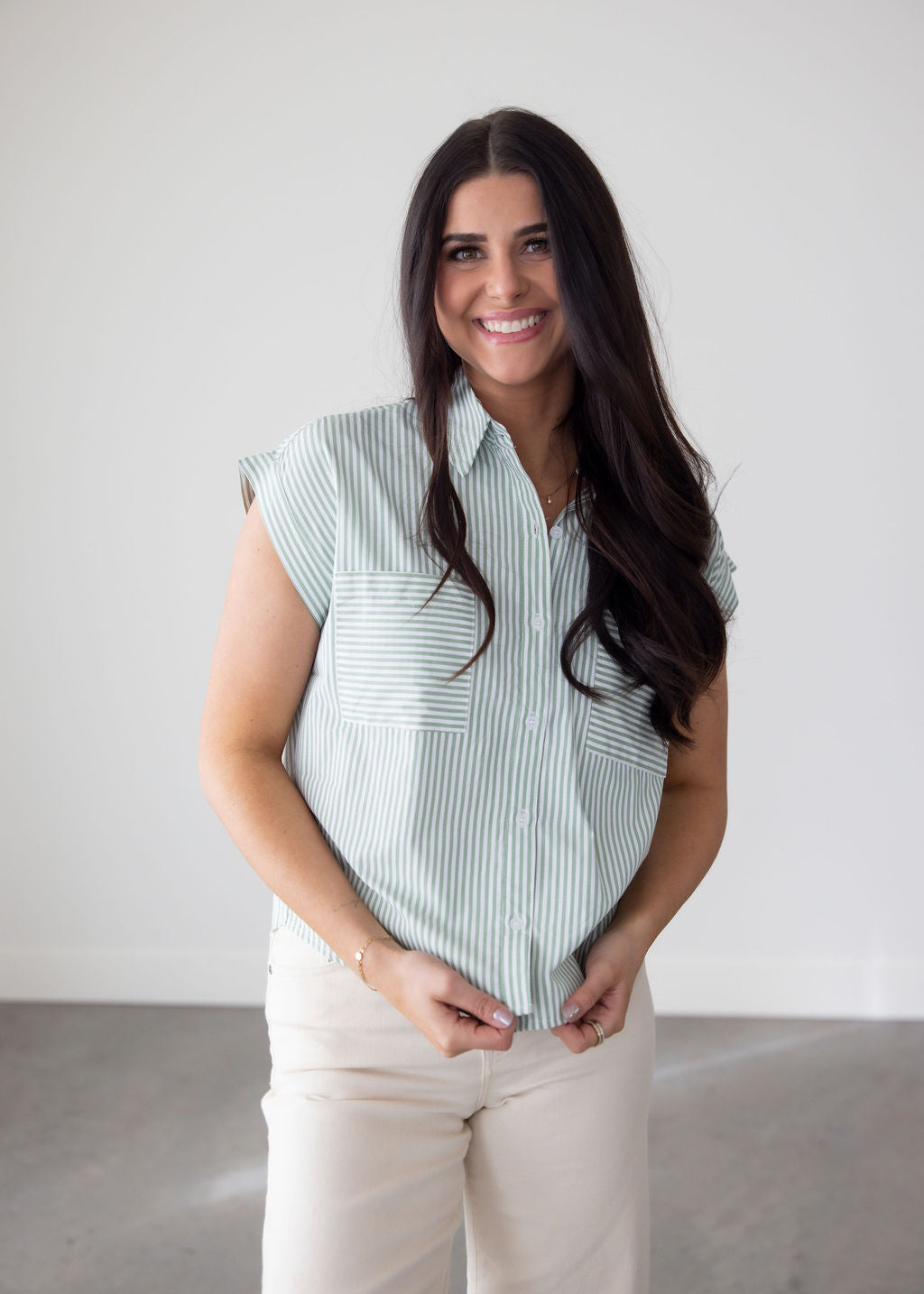 Ida Striped Button Up Top