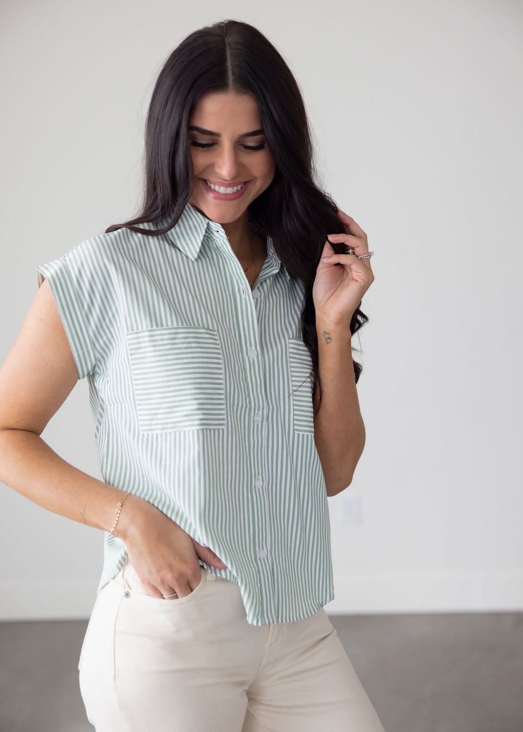 Ida Striped Button Up Top