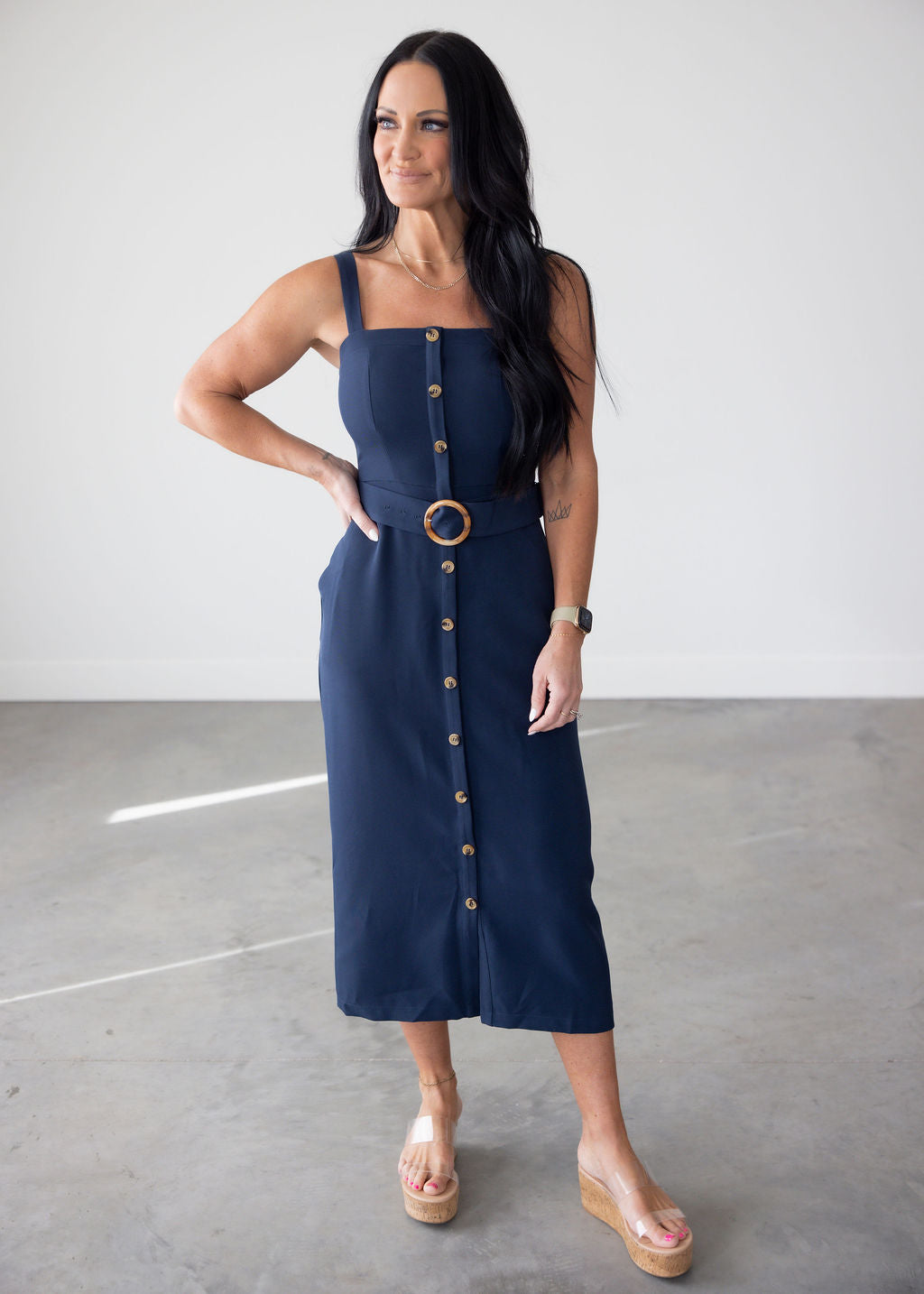 Aliza Button Midi Dress