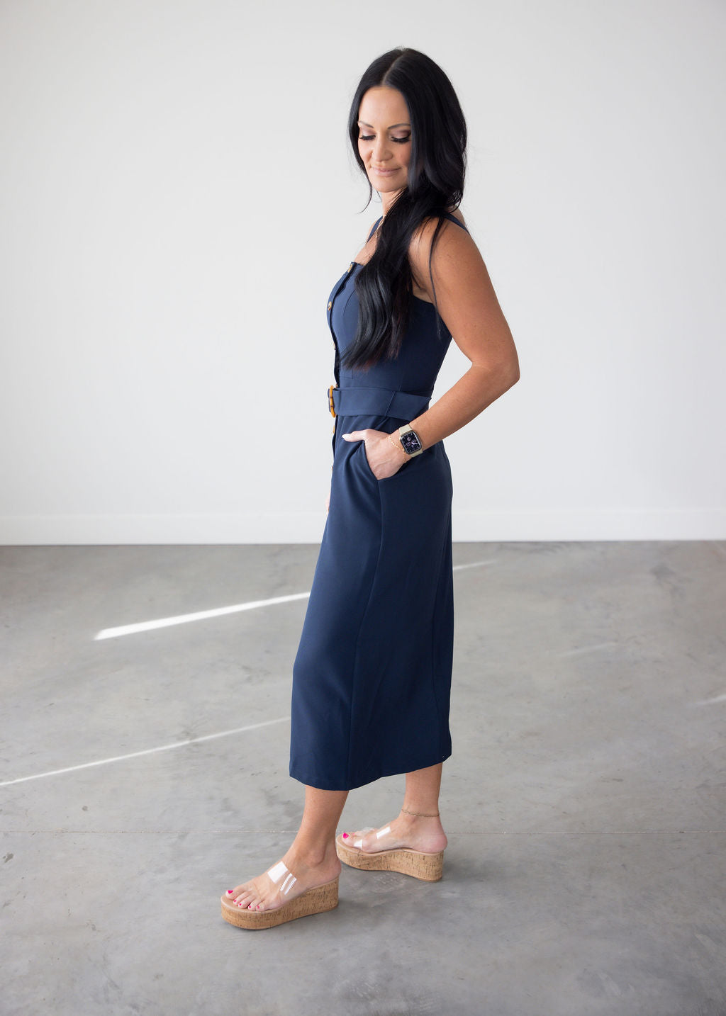 Aliza Button Midi Dress