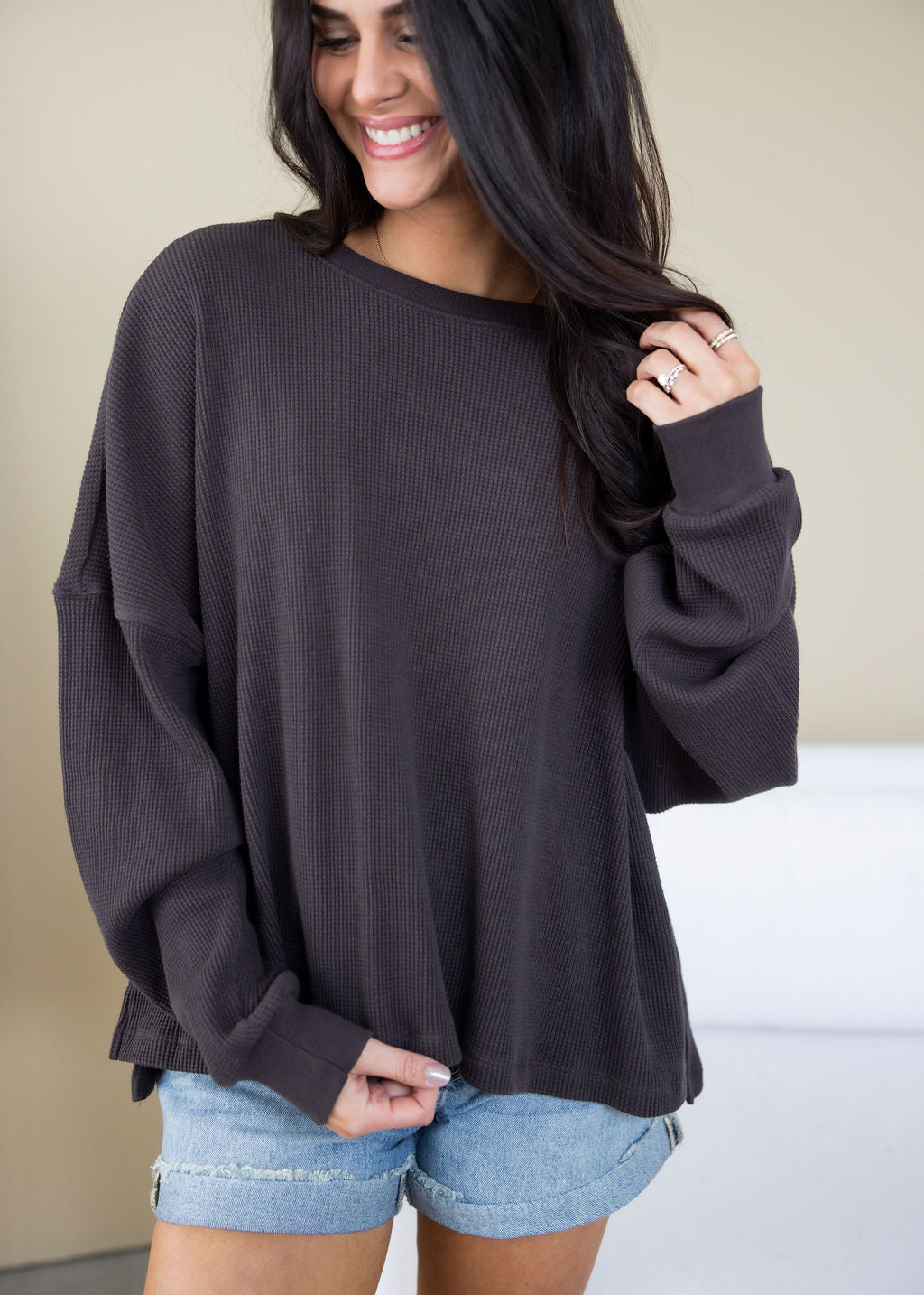 image of Sky Waffle Long Sleeve by Lily & Lottie