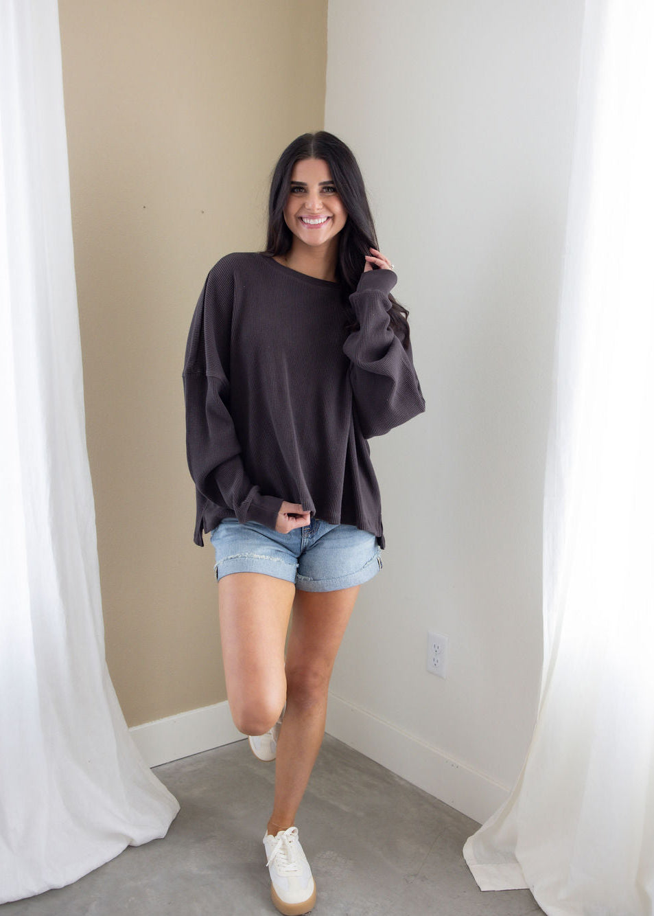 Sky Waffle Long Sleeve by Lily & Lottie