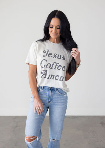 Jesus Coffee Amen Graphic Tee