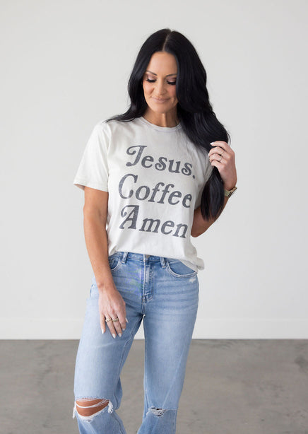 Jesus Coffee Amen Graphic Tee product view