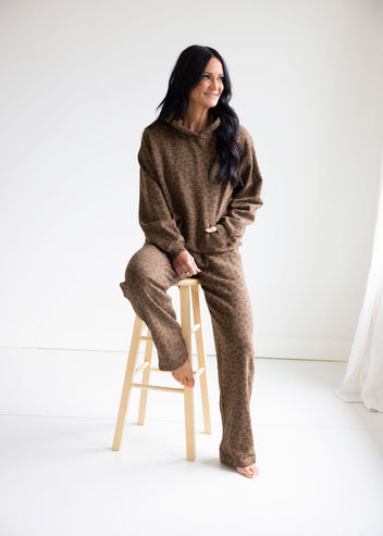 Leopard Throw on Wide Leg Sweatpants by Chelsea DeBoer