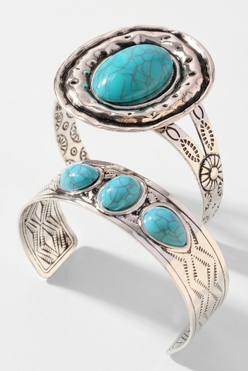 Turquoise Metal Bracelet Set