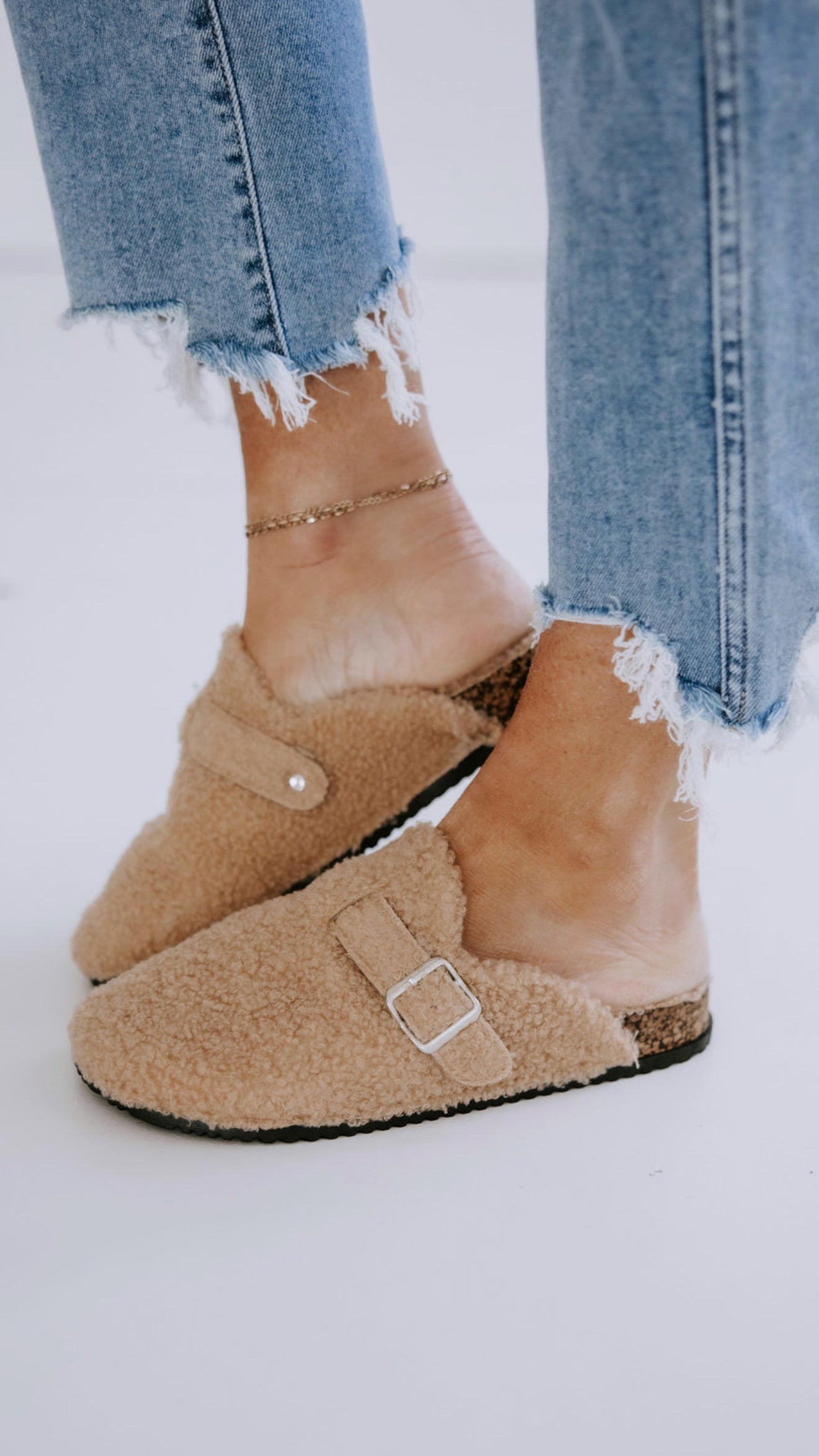 image of Mica Fleece Buckled Clogs