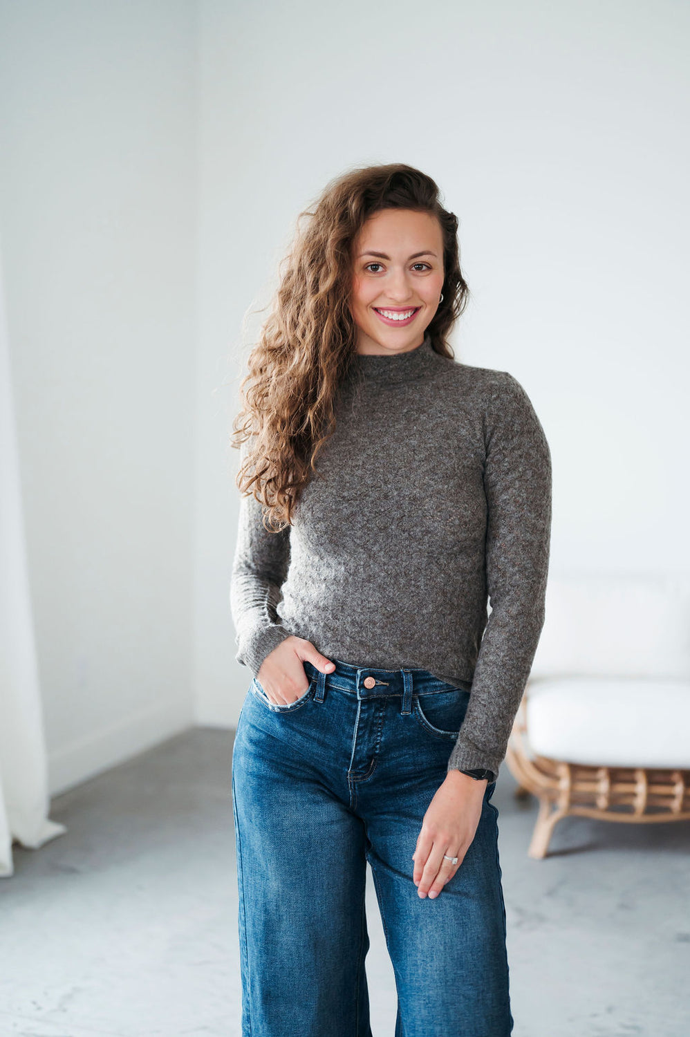 Allis Mock Neck Knit Top