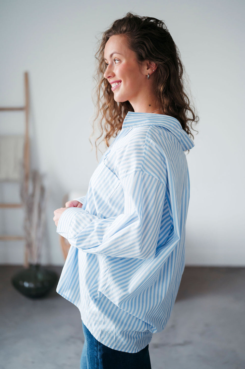 Nash Striped Button Down Top