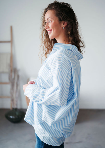 Nash Striped Button Down Top