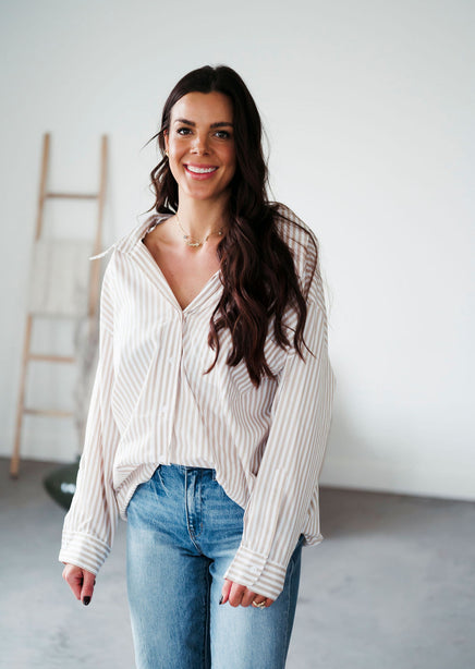 Nash Striped Button Down Top