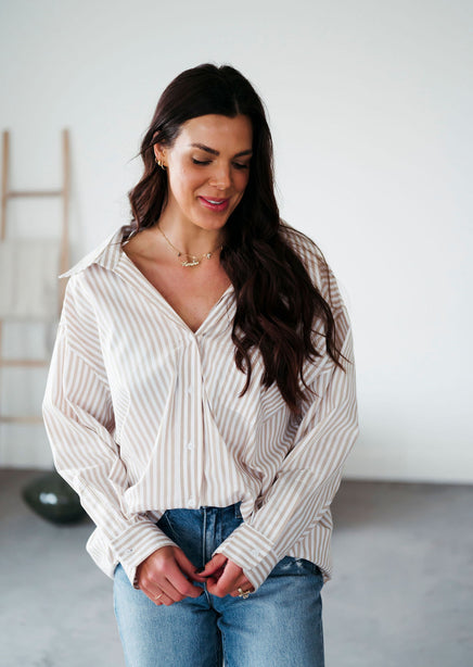 Nash Striped Button Down Top