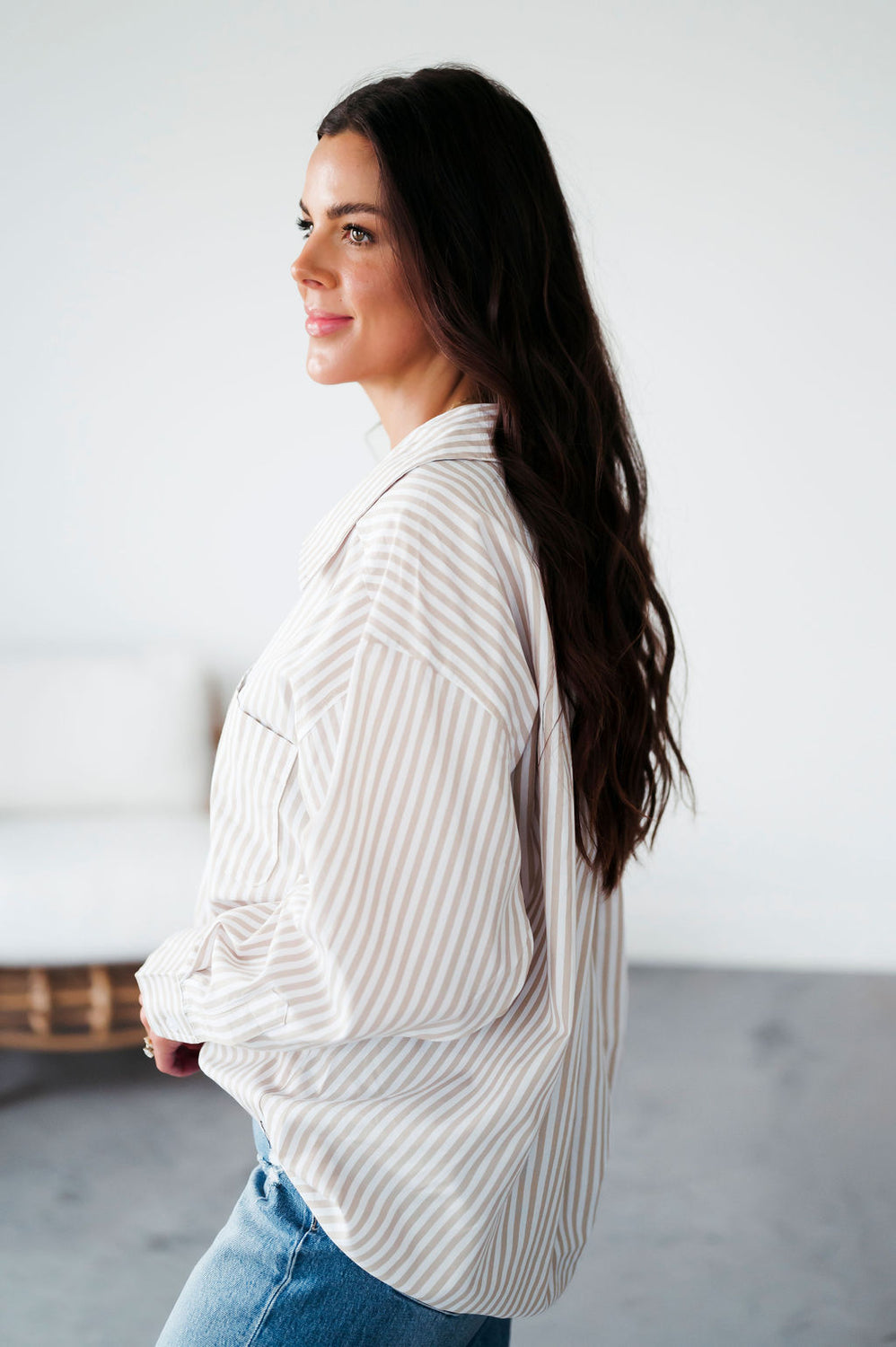 Nash Striped Button Down Top