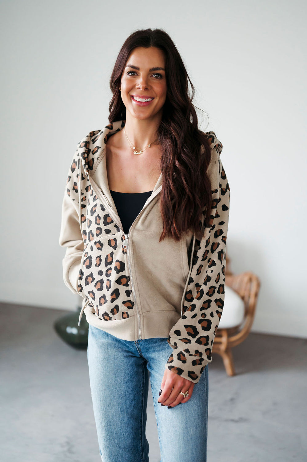 Maye Leopard Print Zip Jacket