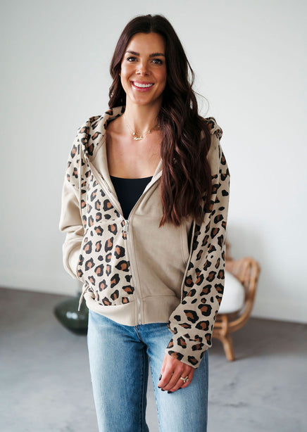 Maye Leopard Print Zip Jacket