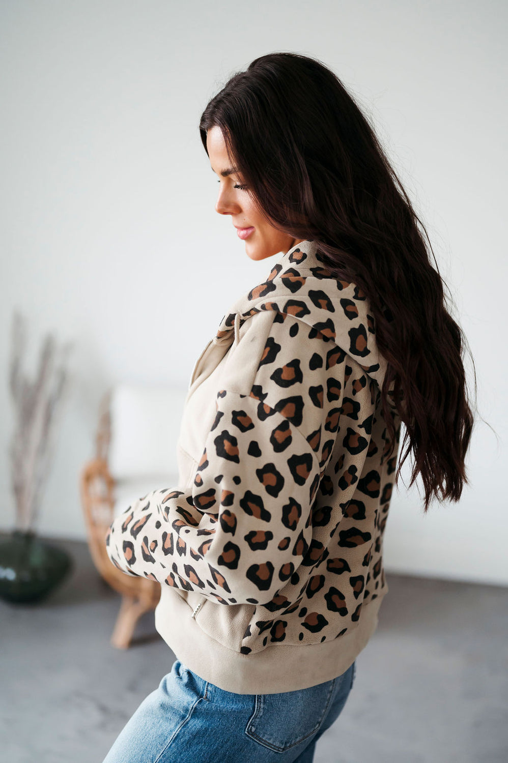 Maye Leopard Print Zip Jacket