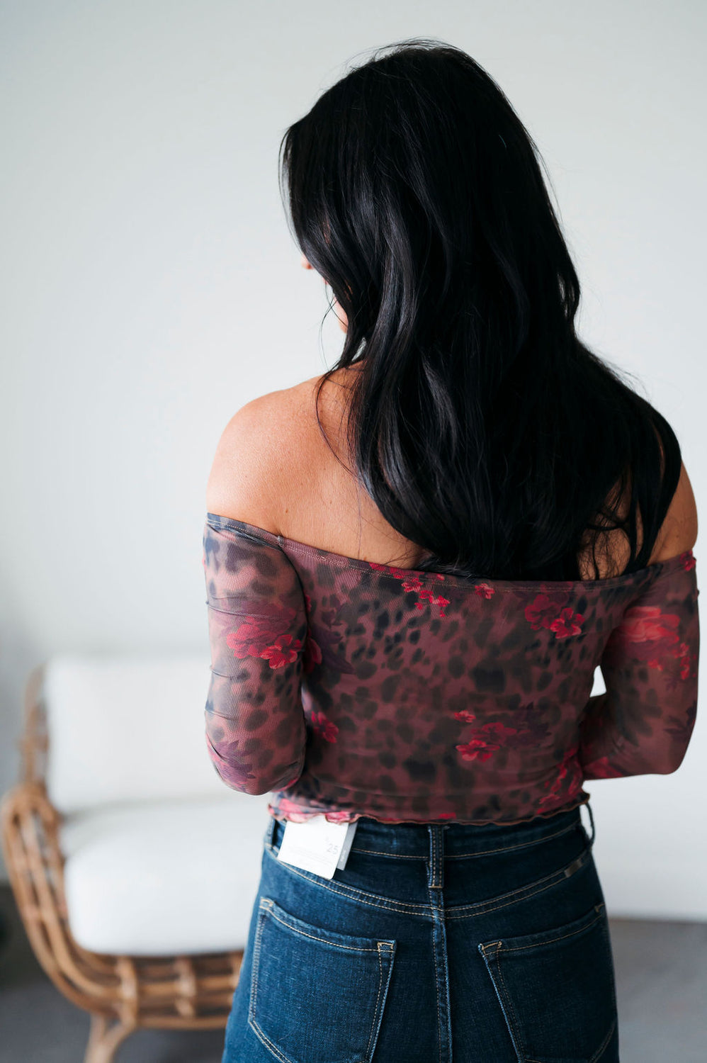 Luna Floral Mesh Off Shoulder Top