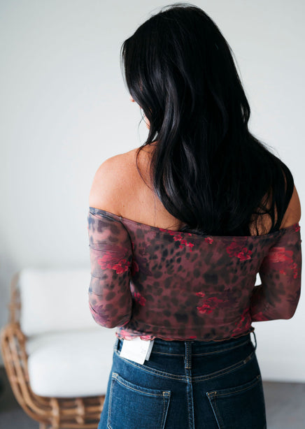 Luna Floral Mesh Off Shoulder Top