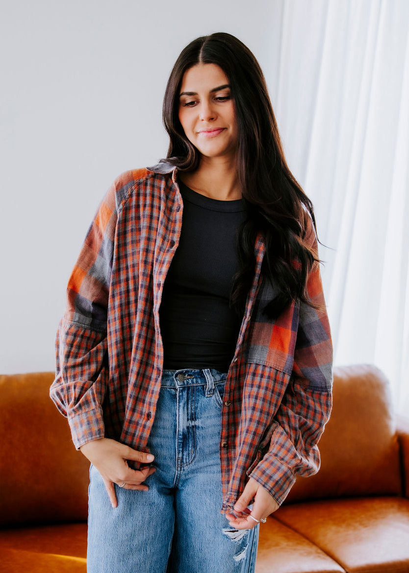 Starla Plaid Button Down Top