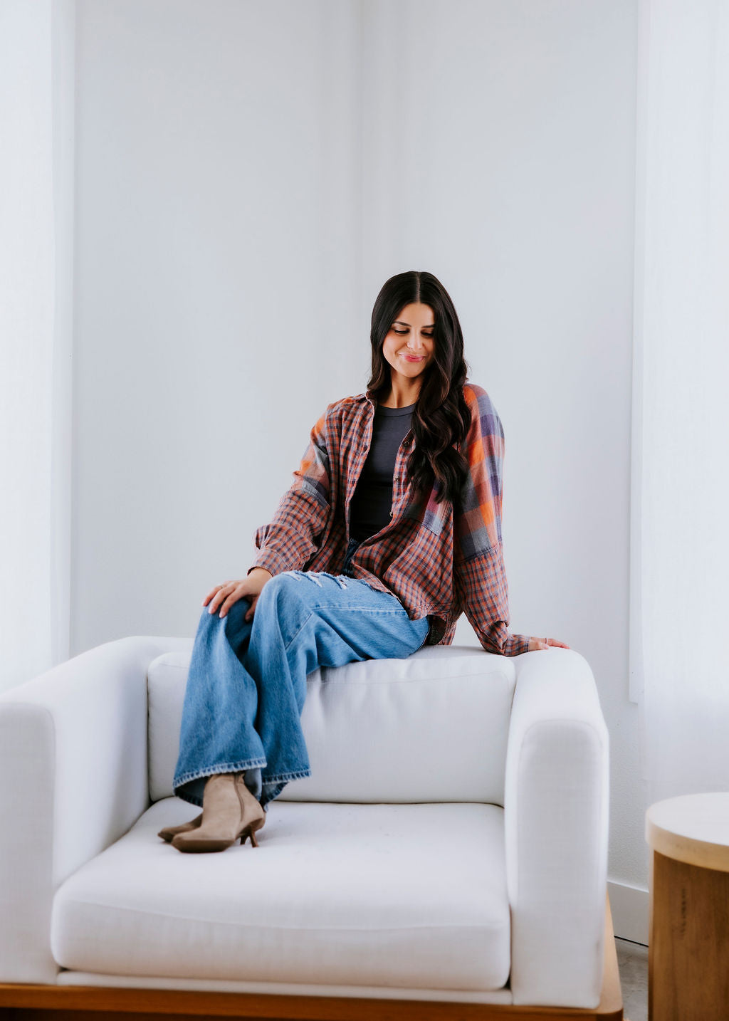 Starla Plaid Button Down Top