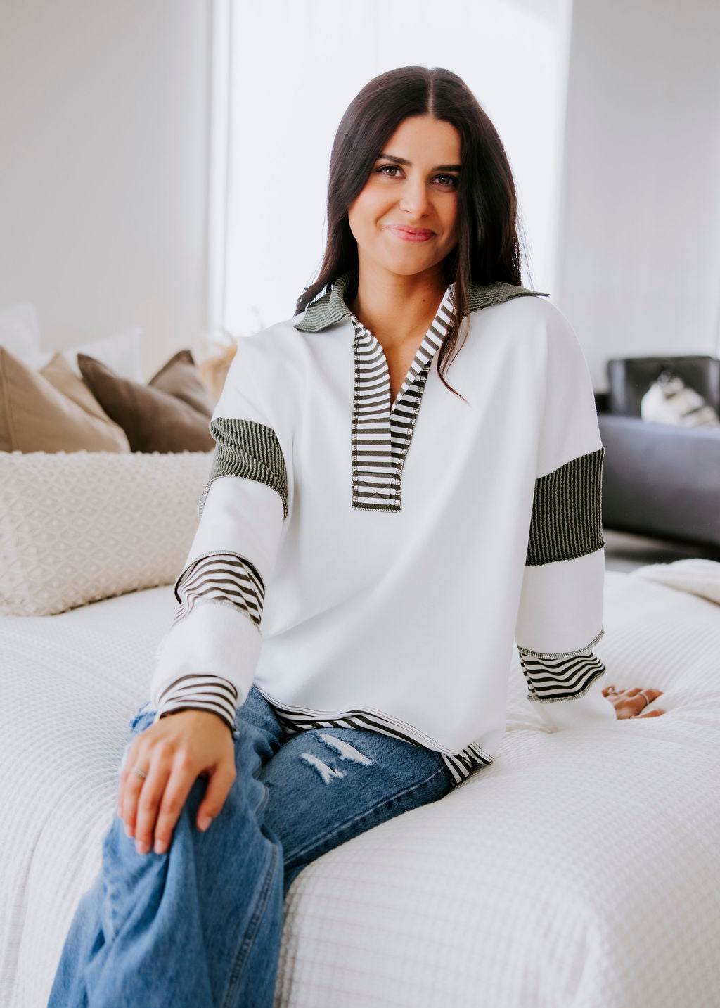 Bryar Contrast Stripe Pullover