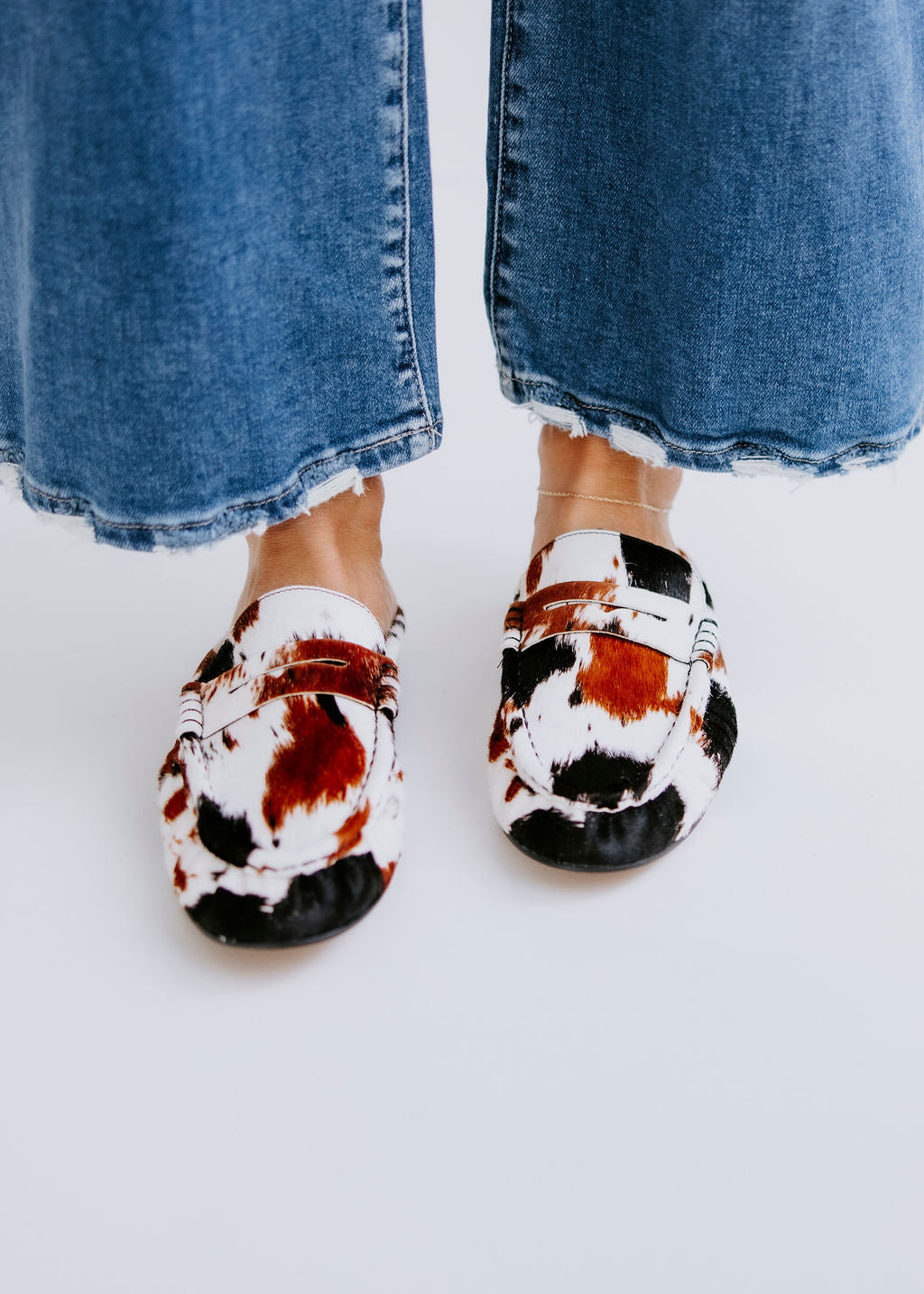 Steve Madden Rafe Cow Print Loafer Mule