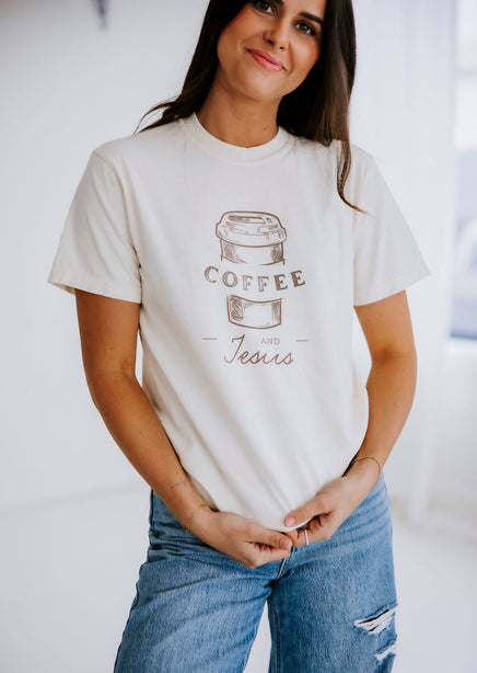 Coffee and Jesus Graphic Tee product view
