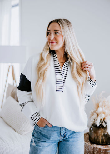 Bryar Contrast Stripe Pullover