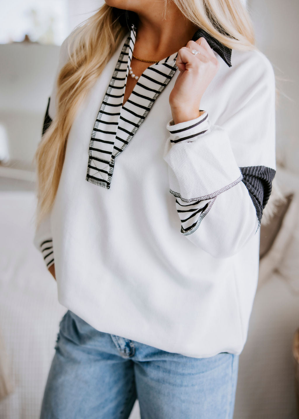 Bryar Contrast Stripe Pullover