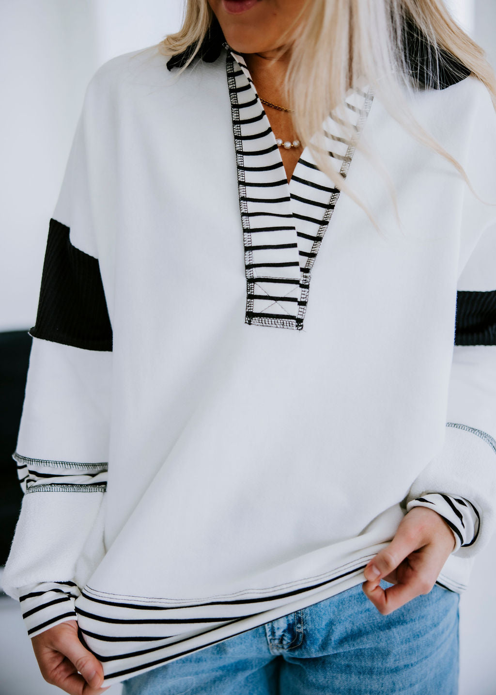 Bryar Contrast Stripe Pullover